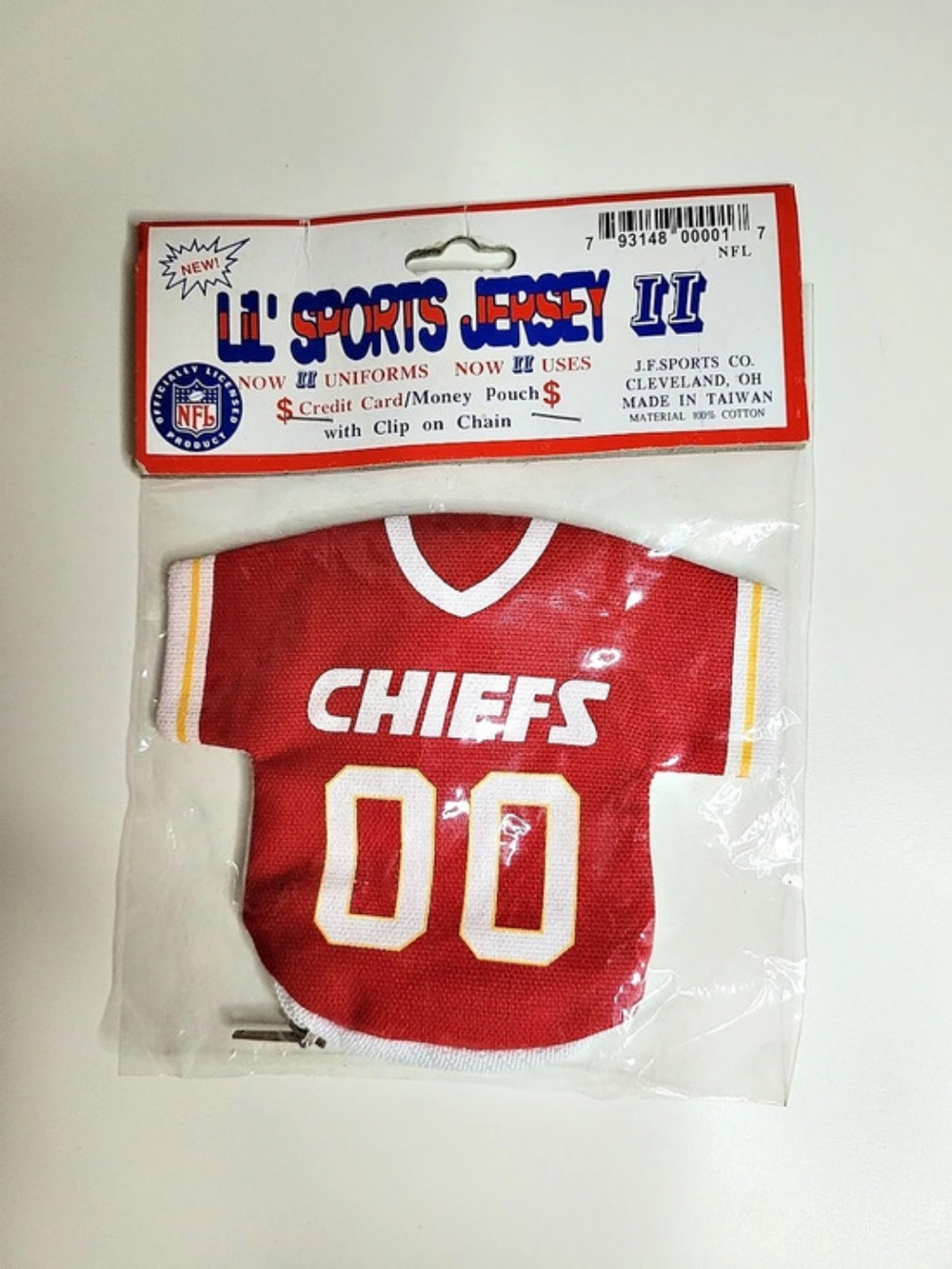 Vintage 90s Kansas City Chiefs Lil’ Sports Jersey II Credit Card Money Pouch NIP